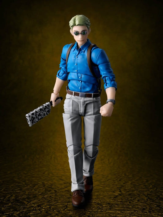 Bandai S.H.Figuarts Kento Nanami action figure from Jujutsu Kaisen holding his wrapped cleaver