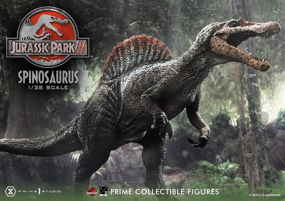 Jurassic Park III Spinosaurus 1/38 Prime Collectible Figures banner in a jungle