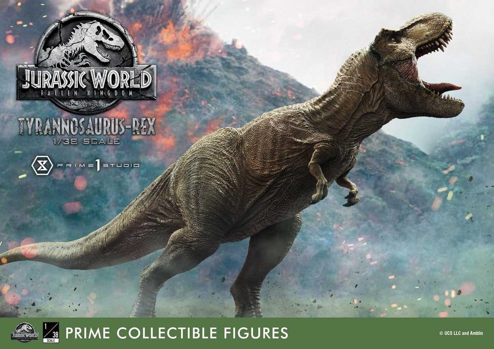 Jurassic World: Fallen Kingdom T-Rex Prime Collectible Figures banner with volcano