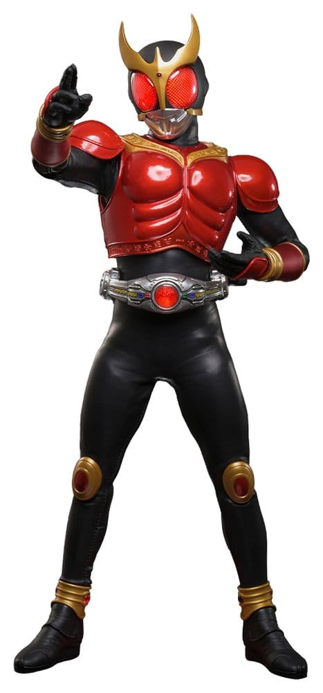 Hot Toys Kamen Rider Kuuga 1/6 figure in red Mighty Form armour, full-length front cut-out
