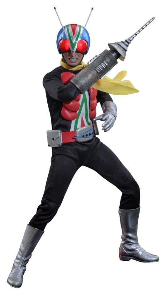 Hot Toys Riderman 1/6 figure with Drill Arm and yellow muffler, full-length, Kamen Rider V3