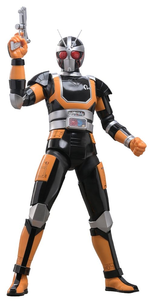 Hot Toys Kamen Rider Black RX RoboRider 1/6 figure holding the Vortech Shooter aloft, cut-out