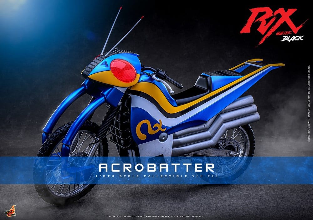 Hot Toys Kamen Rider Black RX Acrobatter sixth scale vehicle promotional banner, front three-quarter