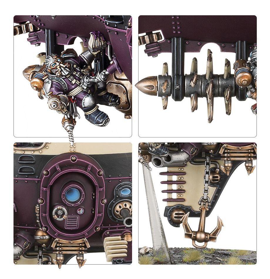 Close-ups of the painted Ironclad's hanging crew, bomb rack, hatch and anchor