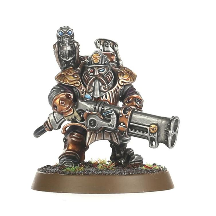 Painted Grundstok Thunderer with long-barrelled aethershot rifle, Kharadron Overlords, front view