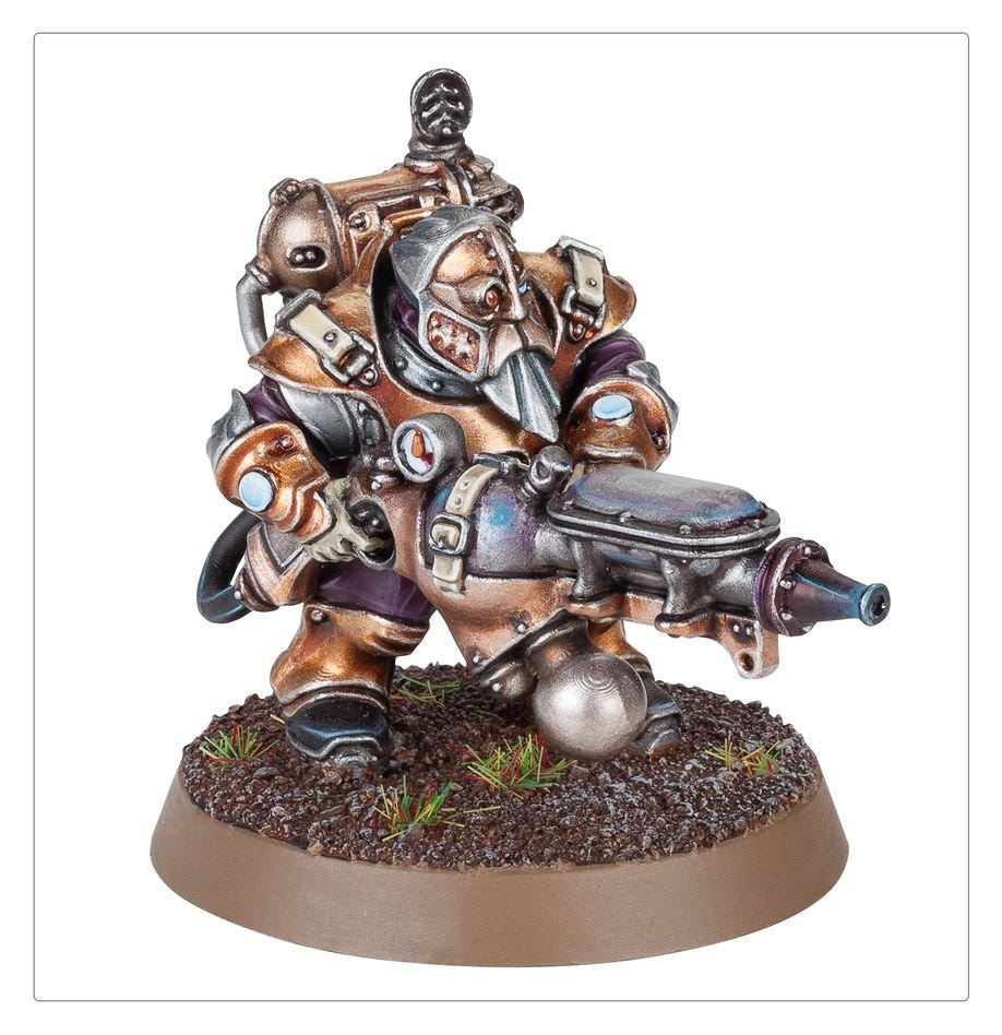 Painted Grundstok Thunderer carrying a heavy cannon with a round shot, Kharadron Overlords