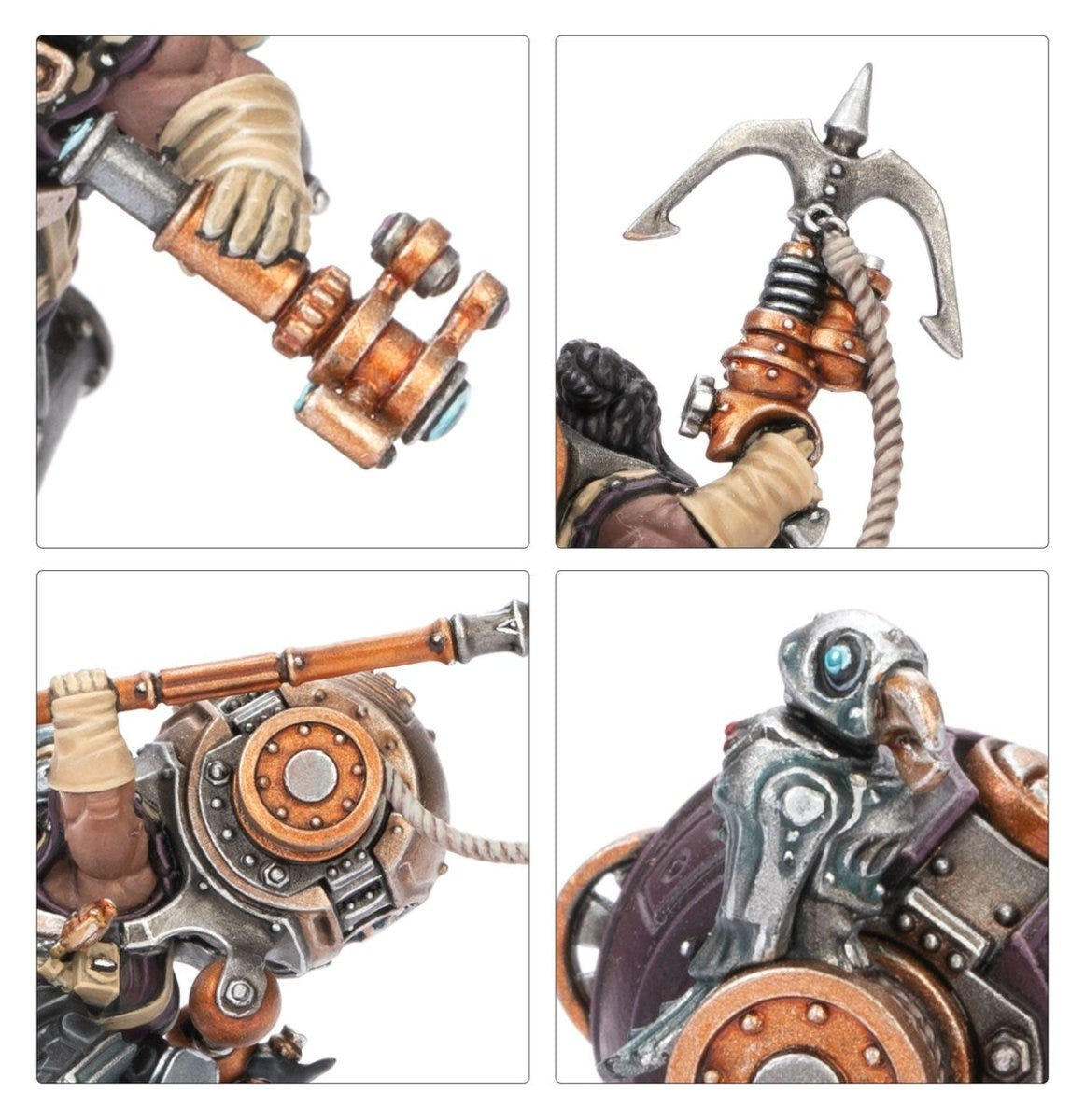 Close-ups of Vongrim Harpoon Crew equipment, grapnel, harpoon launcher and backpack