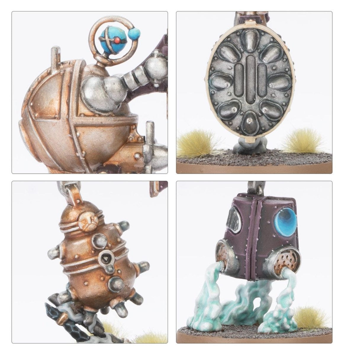 Close-ups of Kharadron Auto-Endrin drones, brass hulls and shield detail