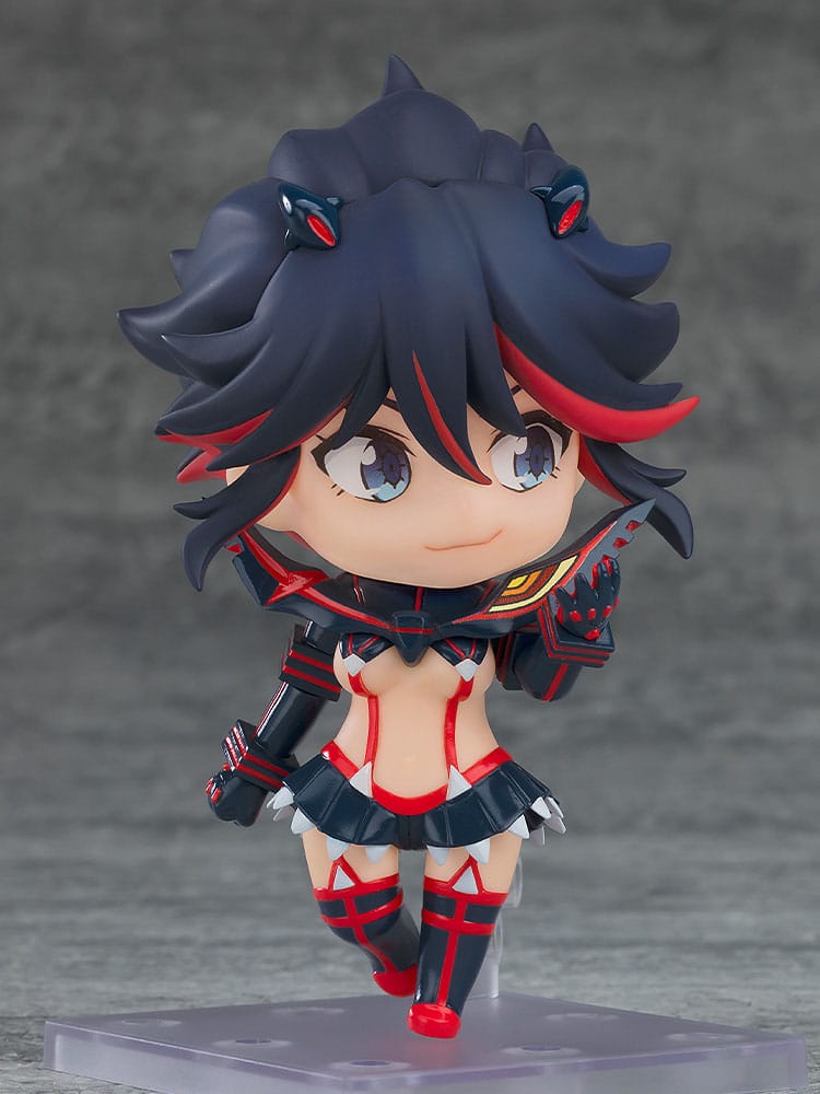 Ryuko Matoi Nendoroid with smiling faceplate, hand raised, front view