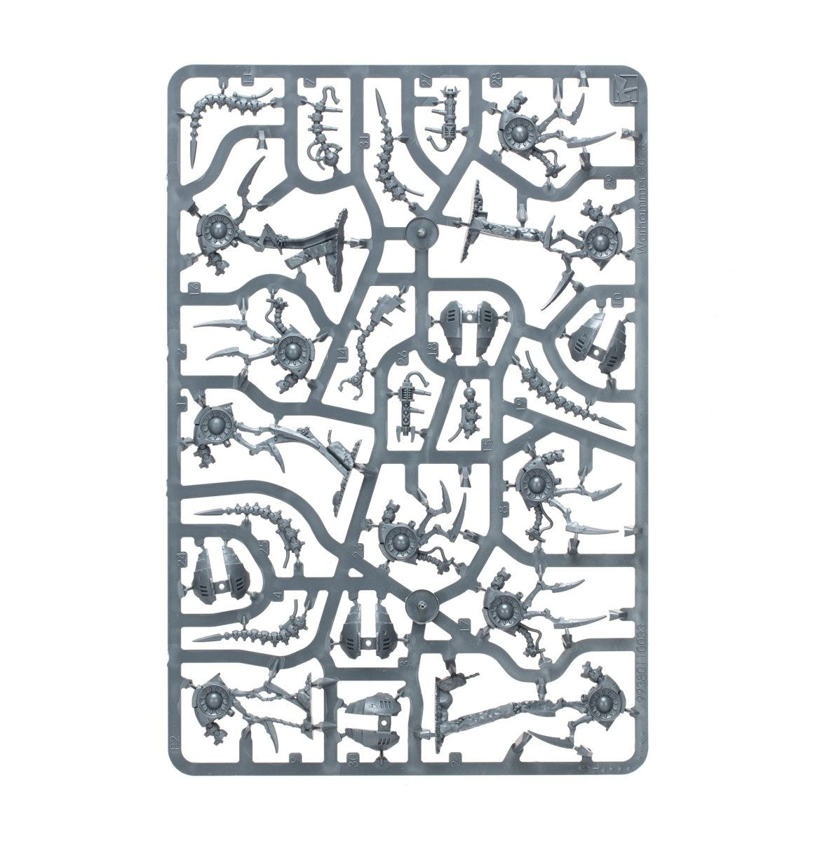 Games Workshop Kill Team Canoptek Circle unpainted plastic sprue, frame 2 of 3