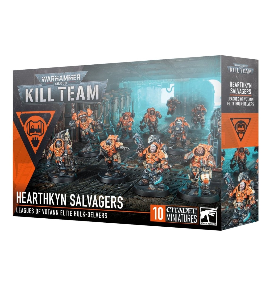 Games Workshop Kill Team Hearthkyn Salvagers box front, Leagues of Votann hulk-delvers