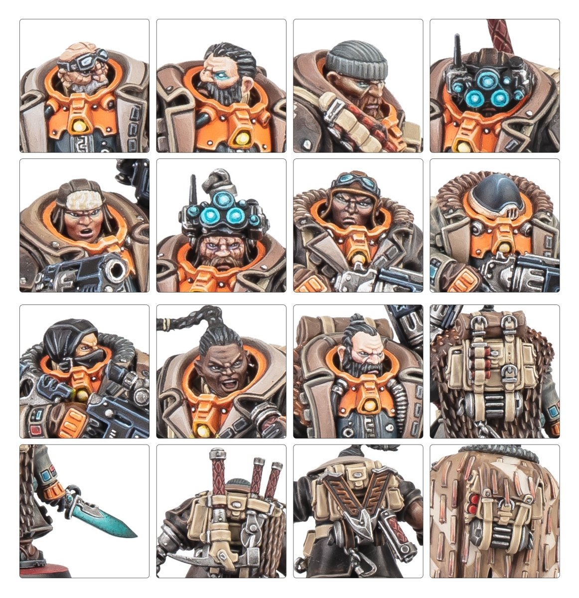 Close-ups of painted Hernkyn Yaegirs head options and gear