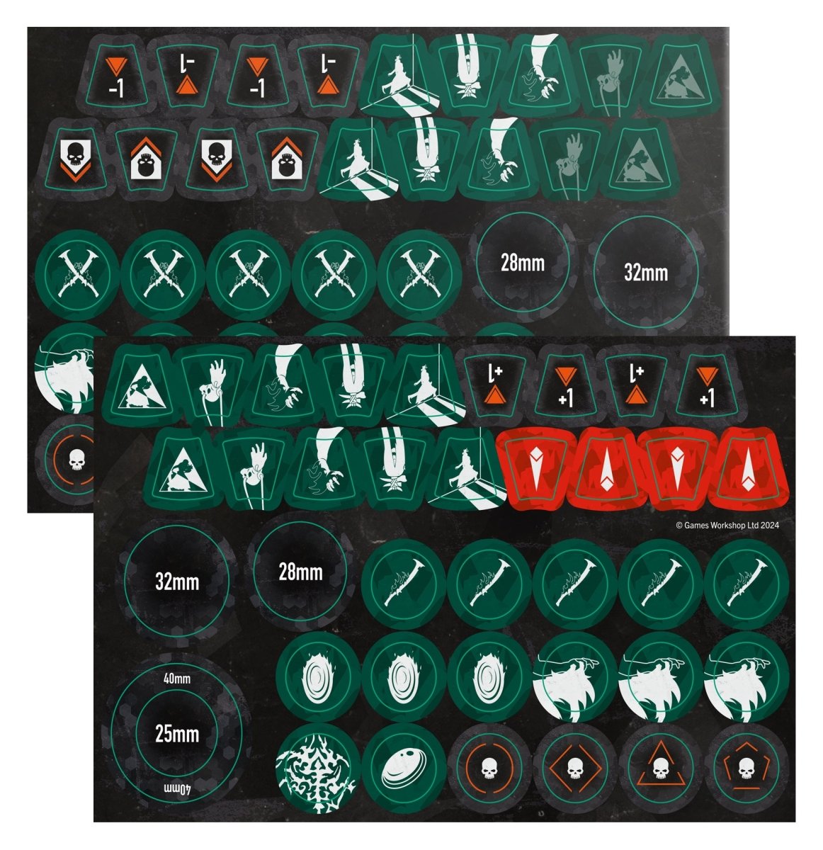 Kill Team Mandrakes green and black game token sheets
