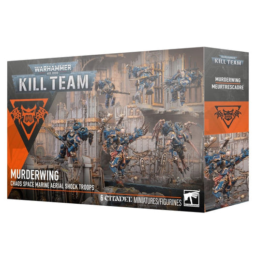 Box for Warhammer figurines featuring 'Kill Team' and 'Murderwing' on a white background.