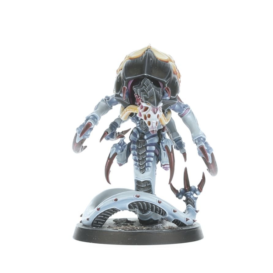 Painted Ravener with a heavy armoured head crest, front view, Kill Team Raveners
