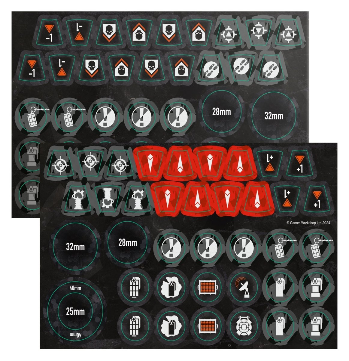Kill Team Scout Squad double-sided game token sheets with base-size markers