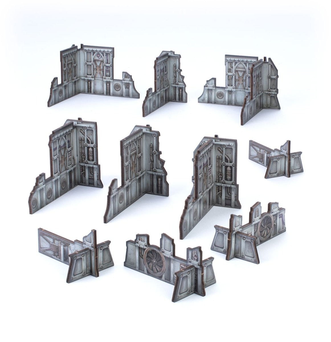 Kill Team: Starter Set terrain assembled into ruined walls, doors and barricades