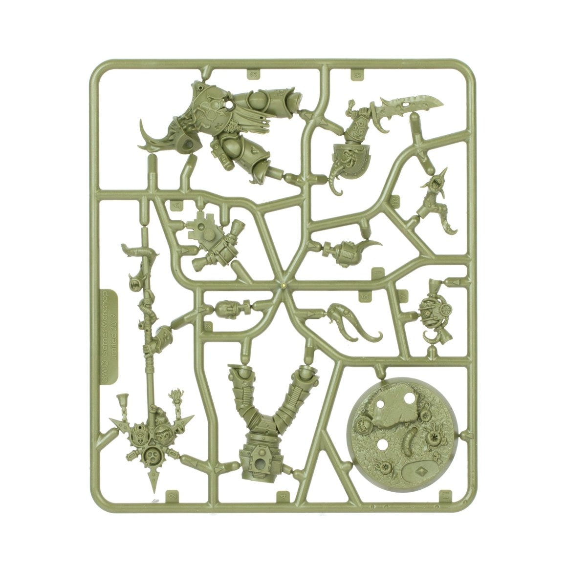Kill Team: Starter Set Plague Marines unpainted green plastic sprue, frame 5 of 7