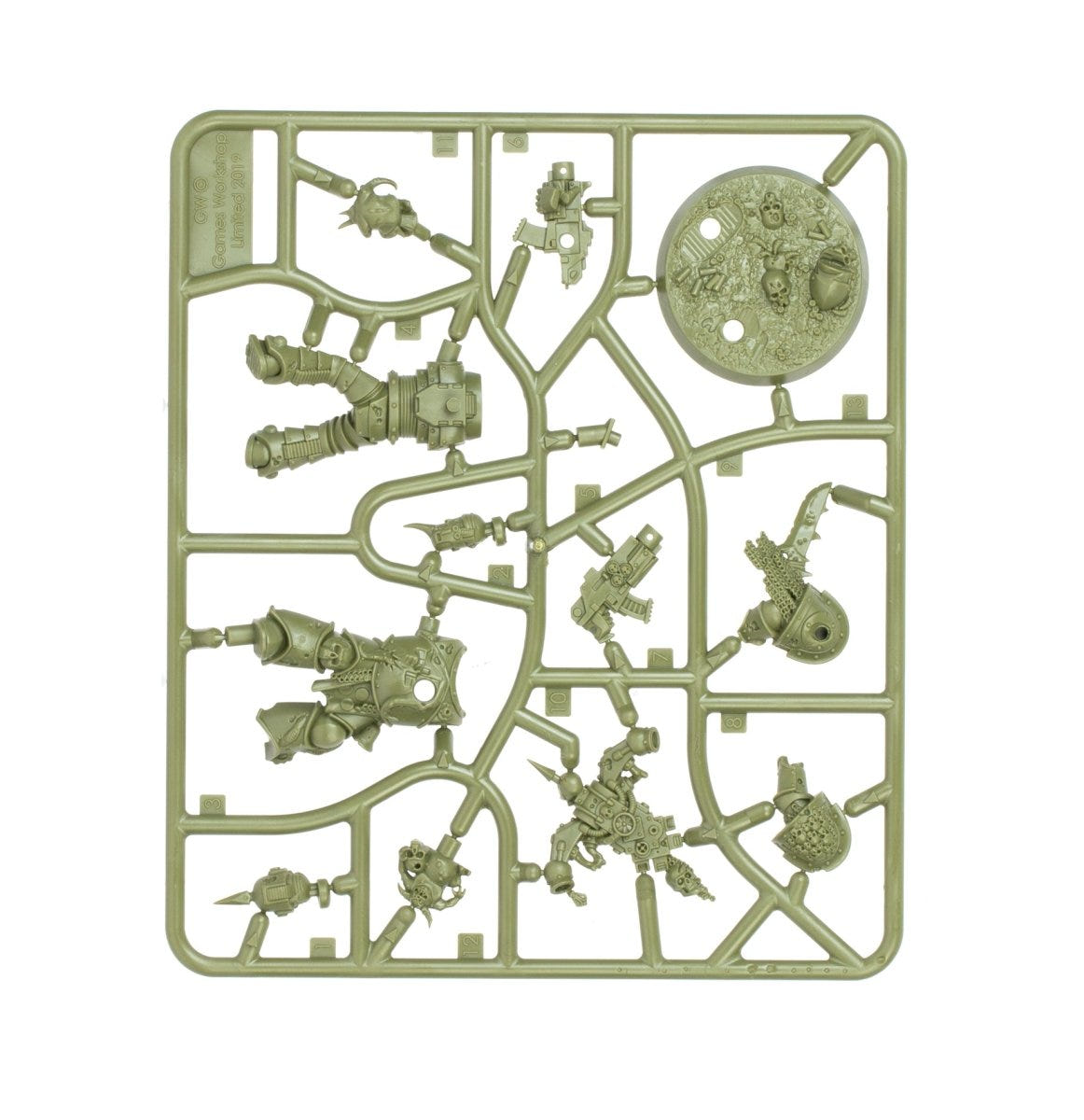 Kill Team: Starter Set Plague Marines unpainted green plastic sprue, frame 3 of 7
