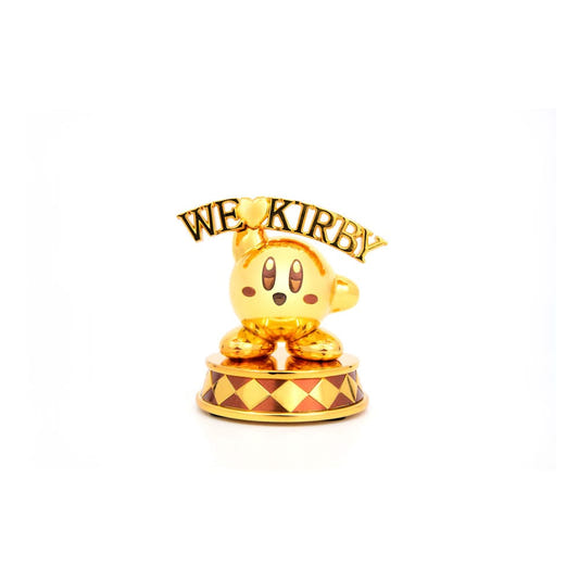 First 4 Figures We Love Kirby Gold Edition die-cast statue, front view with gold We Heart Kirby sign