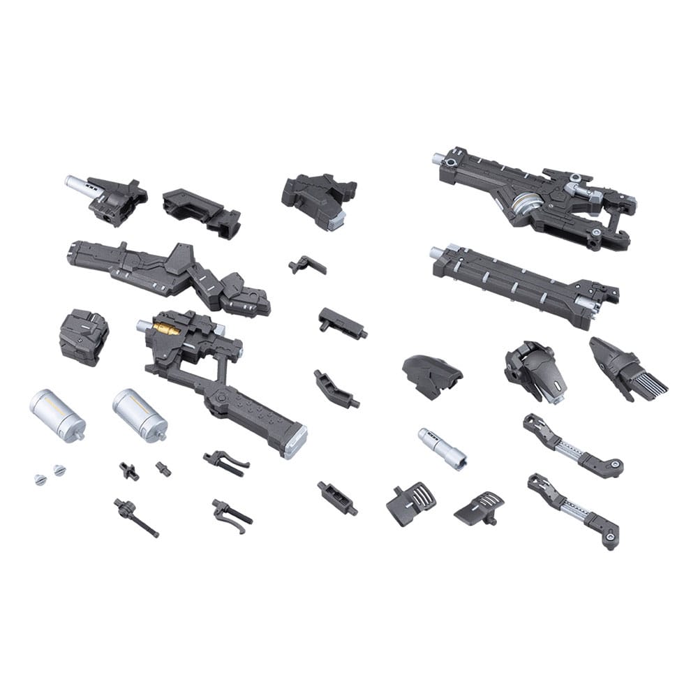Kotobukiya M.S.G. Heavy Weapon Unit 62 Plasma Arms, all parts laid out unassembled