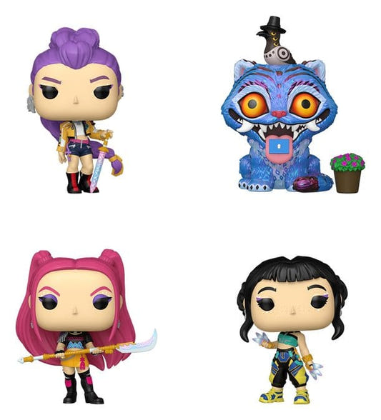 Funko Pop! KPop Demon Hunters 4-pack figures out of box: Zoey, Mira, Rumi and Derpy Tiger