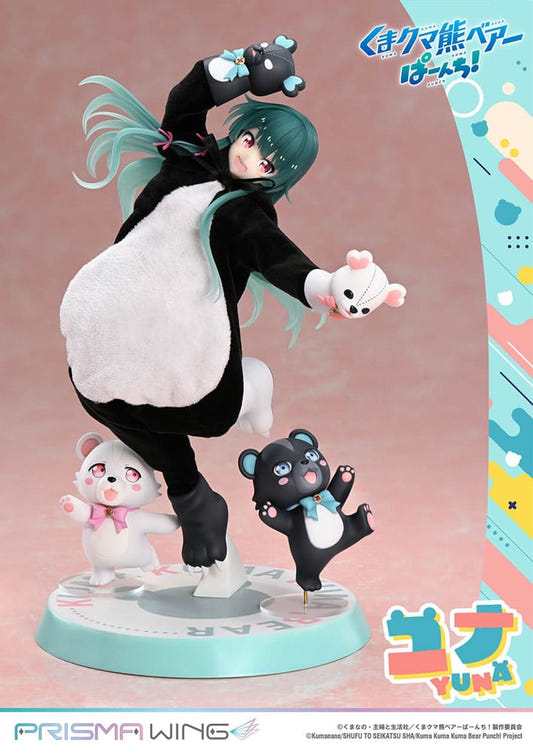 Prime 1 Studio Prisma Wing Yuna 1/7 statue in black bear suit with Kumayuru and Kumakyu