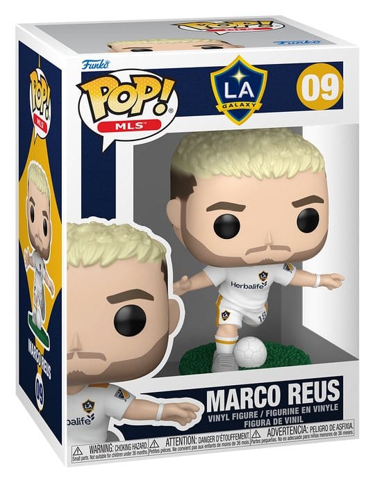 Marco Reus Funko POP! MLS vinyl figure in its LA Galaxy window box, number 09