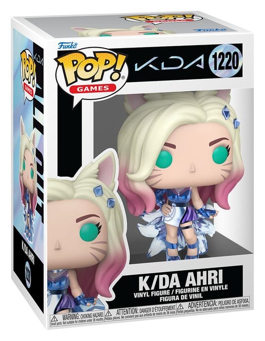 League of Legends Funko POP! Games 1220 K/DA Ahri vinyl figure shown in its window display box