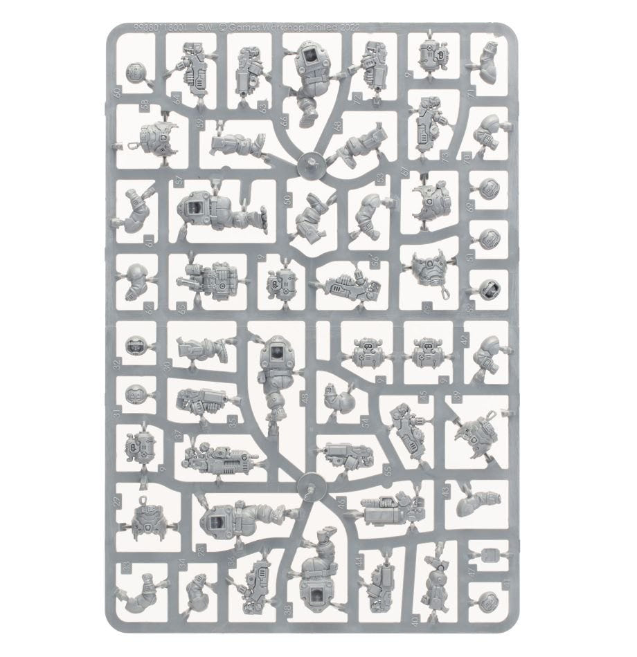 Leagues of Votann Hearthkyn Warriors unpainted plastic sprue, frame 3 of 3