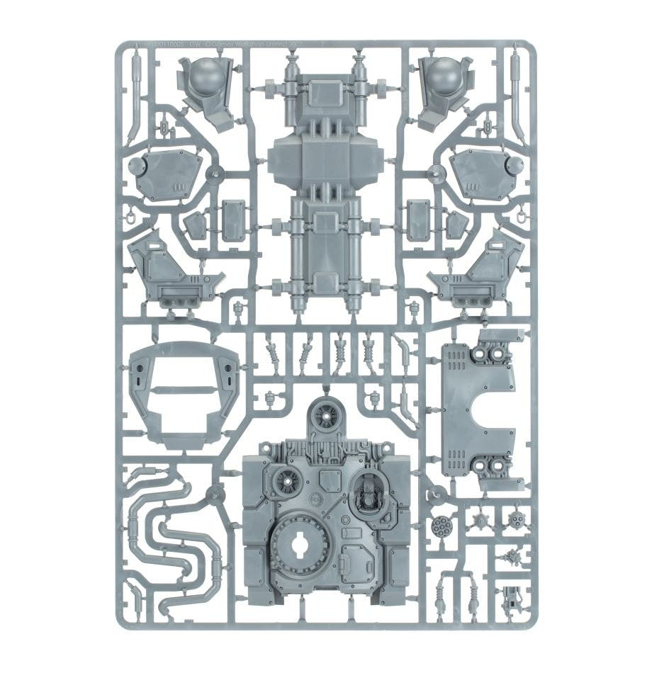 Hekaton Land Fortress unpainted plastic sprue, frame 3 of 3, with chassis and turret base