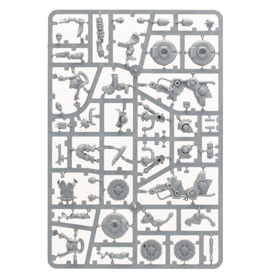 Leagues of Votann Hernkyn Pioneers unpainted plastic sprue, frame 1 of 3