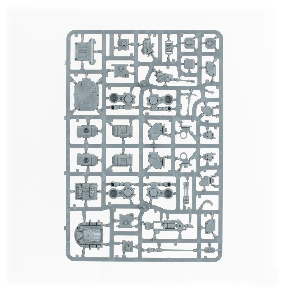 Leagues of Votann Sagitaur unpainted plastic sprue, frame 3 of 3