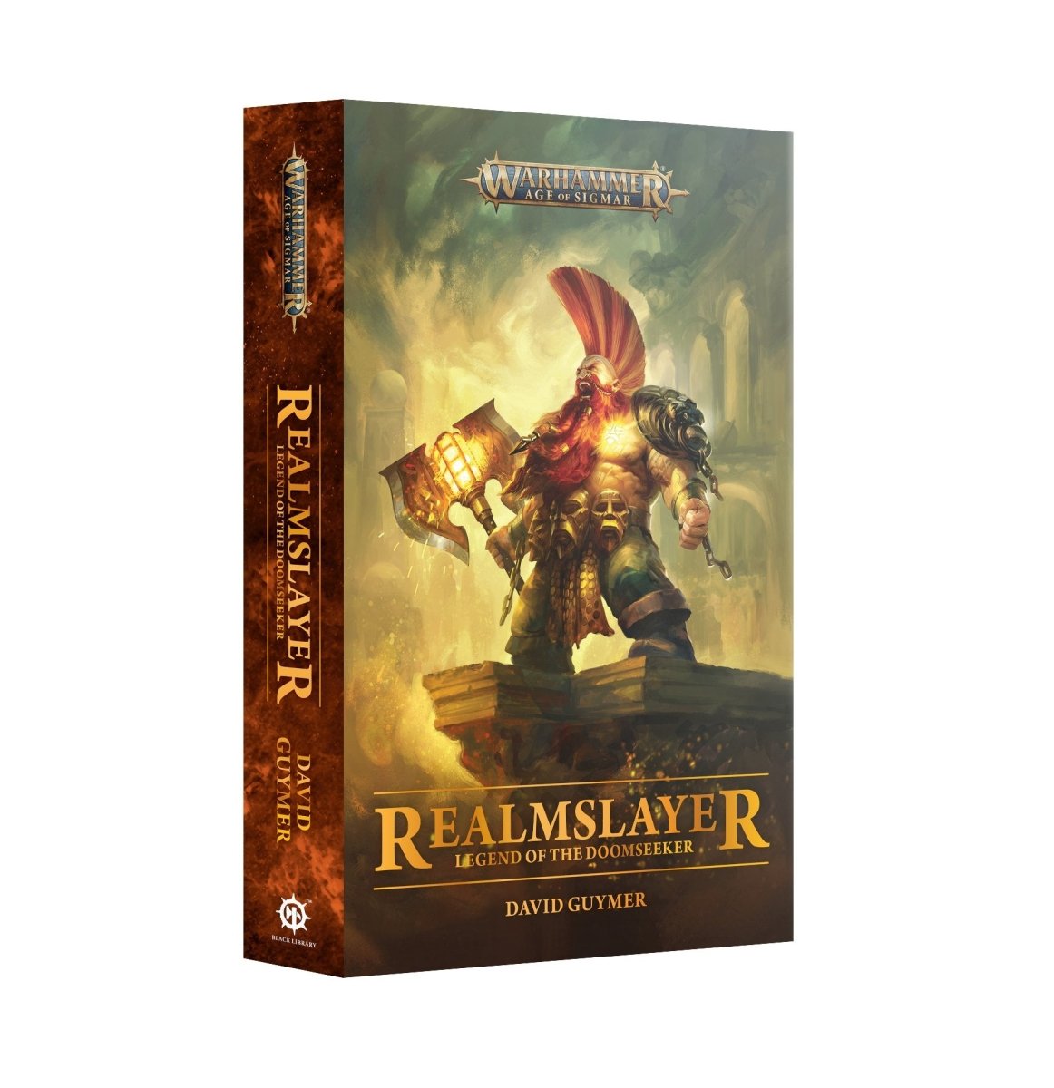 Realmslayer: Legend of the Doomseeker paperback by David Guymer, Gotrek novel for Age of Sigmar, cover
