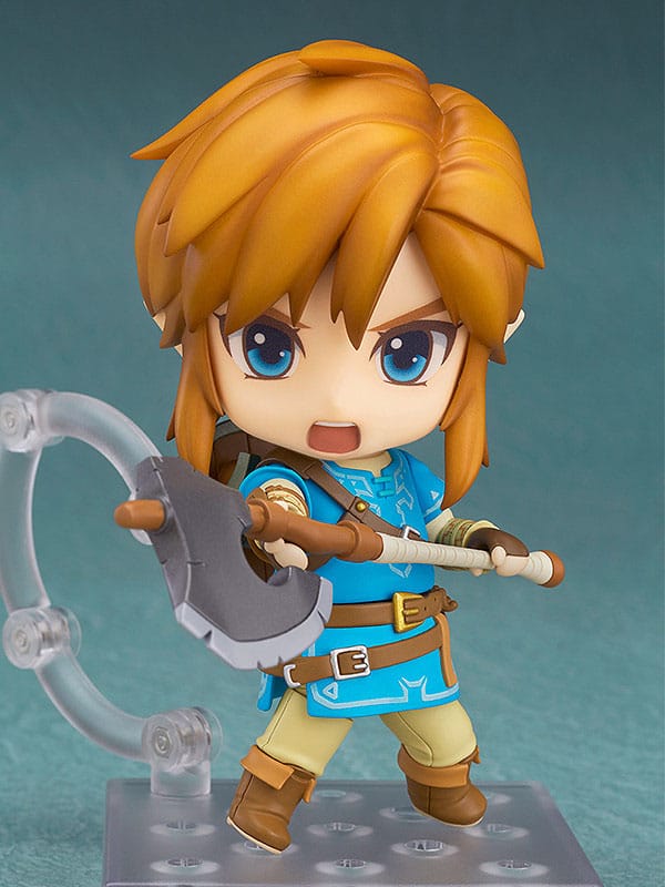 Nendoroid Link from Breath of the Wild shouting and swinging a woodcutter's axe