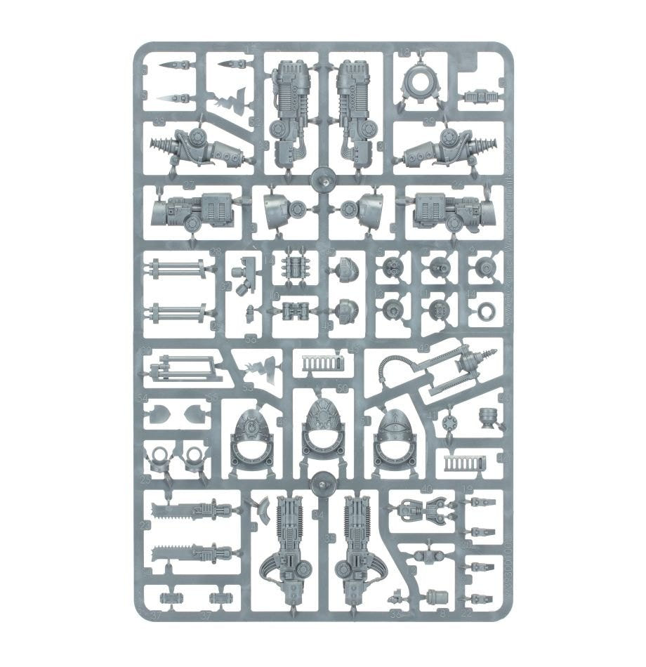 Legiones Astartes Contemptor Dreadnought unpainted plastic sprue, frame 3 of 3, with weapon barrels