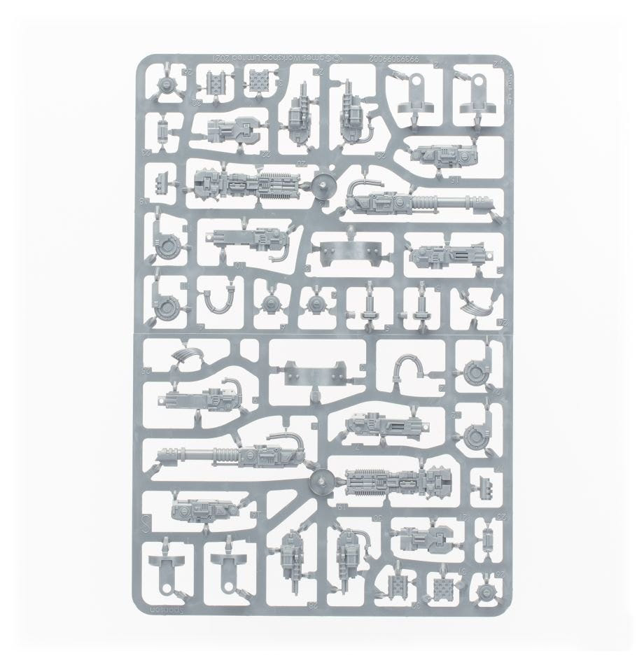 Legiones Astartes Deimos Pattern Predator unpainted plastic sprue, frame 4 of 5