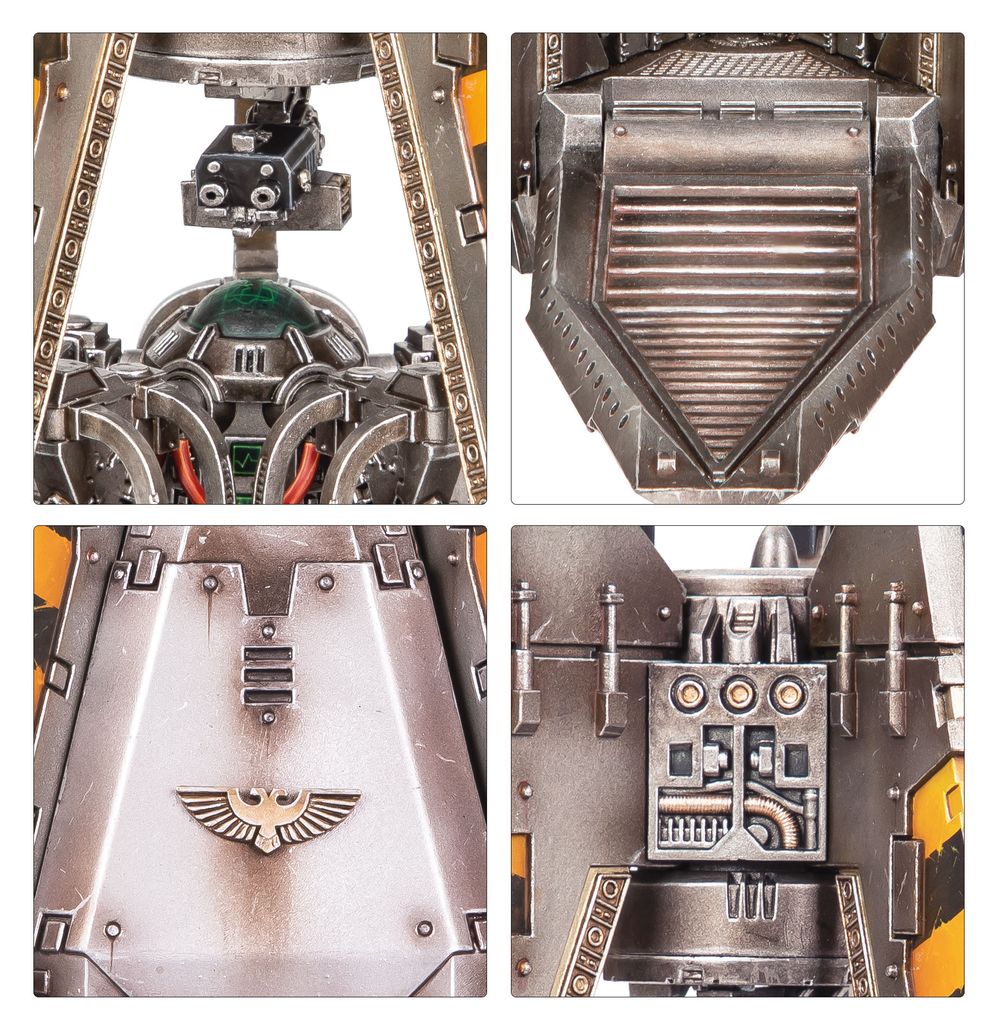 Close-ups of the painted Drop Pod interior console, hull plating and eagle emblem