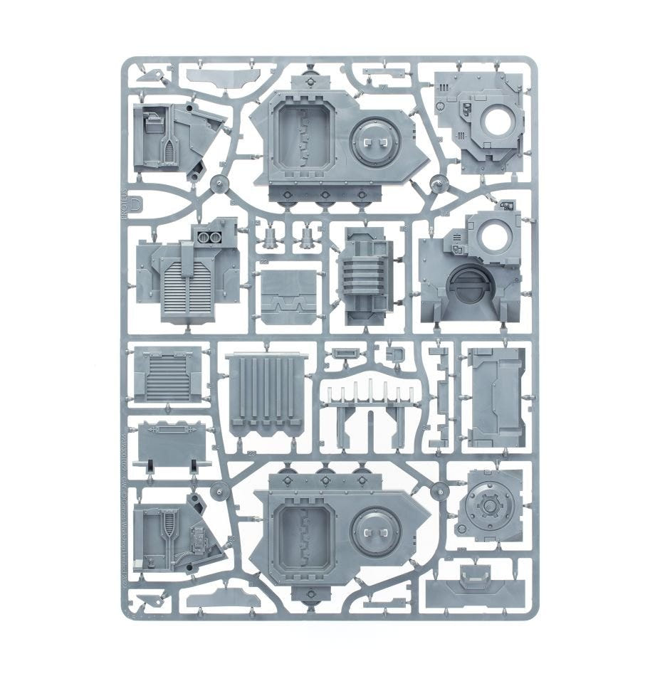 Land Raider Proteus unpainted plastic sprue, frame 5 of 5, with hull and door panels