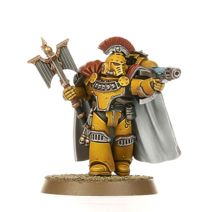 Painted Chaplain Consul in yellow armour with crested helm, crozius and plasma pistol