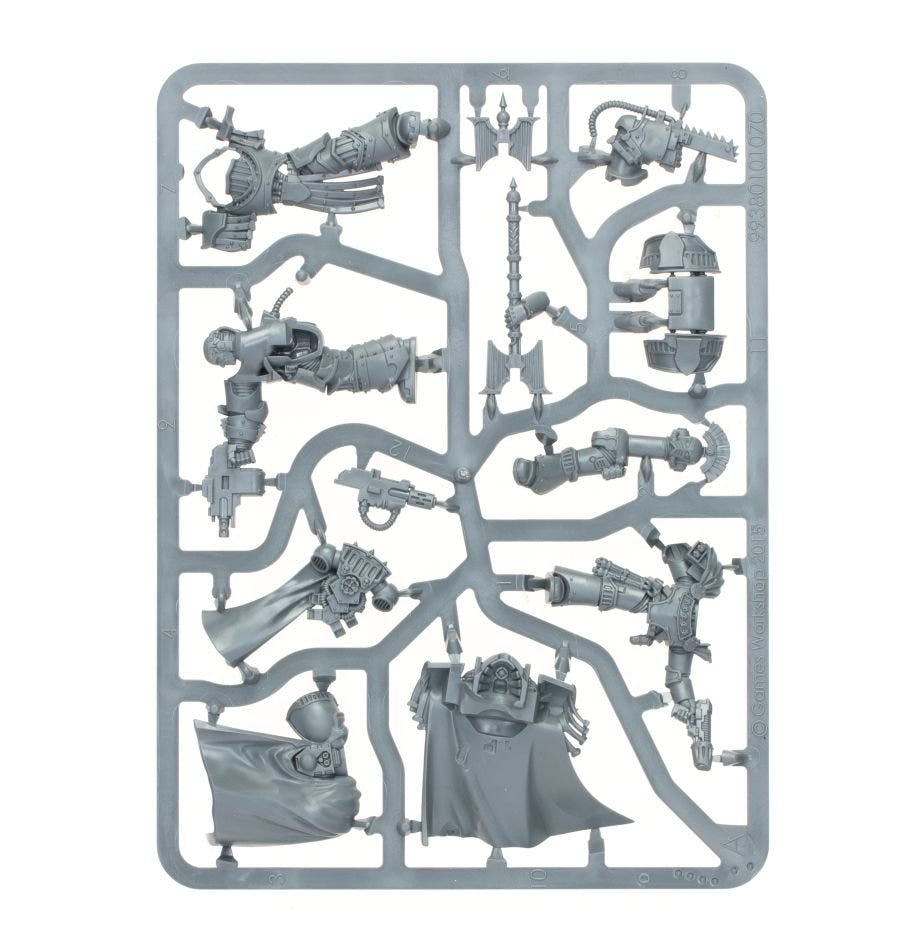Legion Cataphractii Praetor and Chaplain Consul unpainted plastic sprue, frame 1 of 1