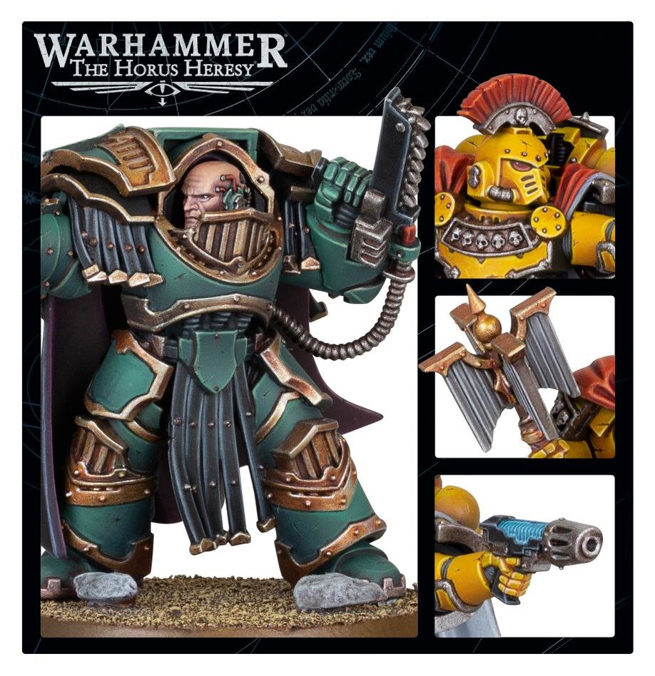 Close-ups of painted Cataphractii Praetor and Chaplain Consul details, Horus Heresy