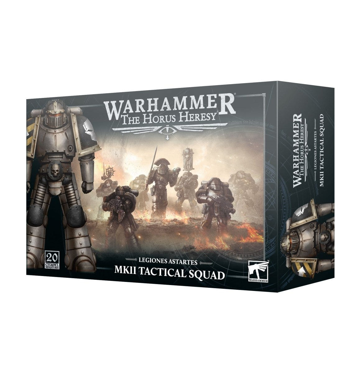 Games Workshop Horus Heresy Legiones Astartes MkII Tactical Squad box front, 20 miniatures