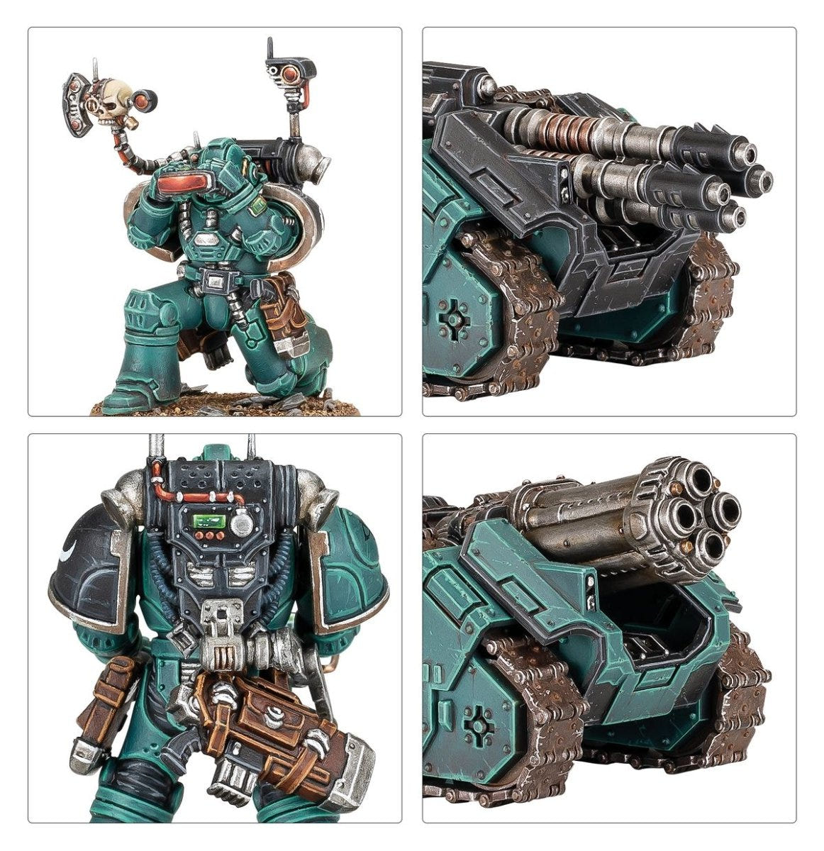 Close-ups of painted Rapier crew and the tracked carrier, showing laser destroyer and quad launcher