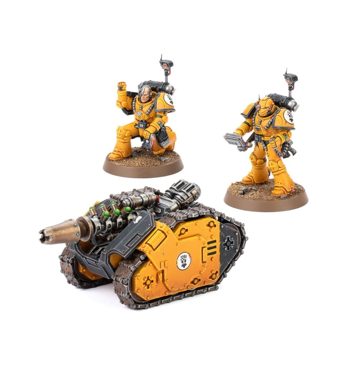 Painted Rapier carrier with graviton cannon and two yellow-armoured crew
