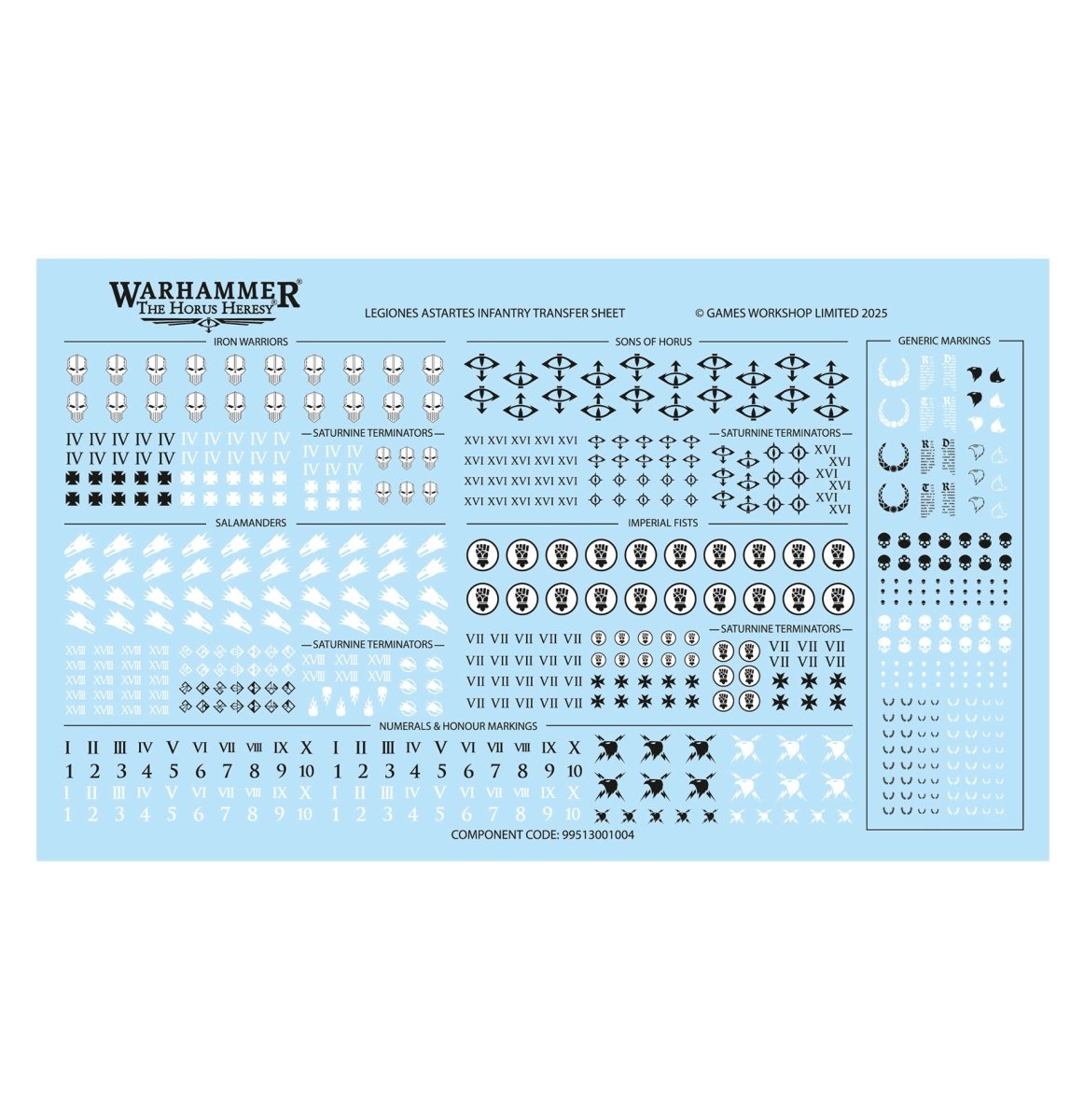 Legiones Astartes infantry transfer sheet included with the Saturnine Terminators
