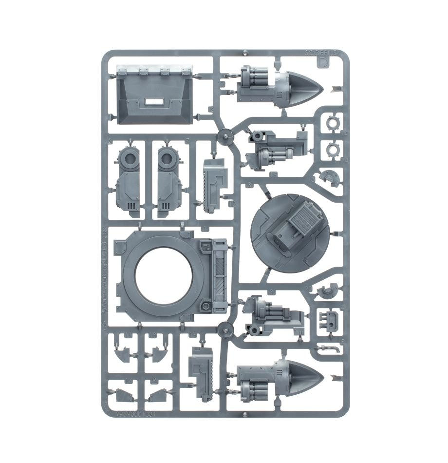 Legion Scorpius Missile Tank unpainted plastic sprue, frame 2 of 4