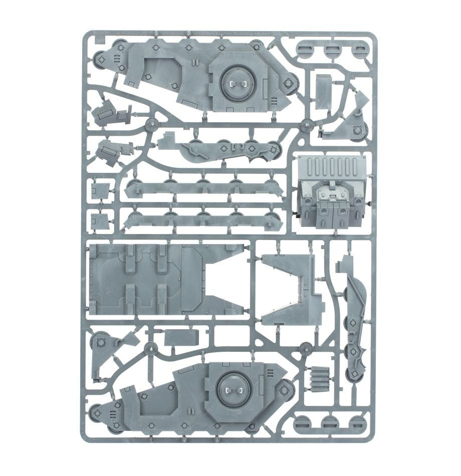 Sicaran Venator Tank Hunter unpainted plastic sprue with hull panels, frame 4 of 5