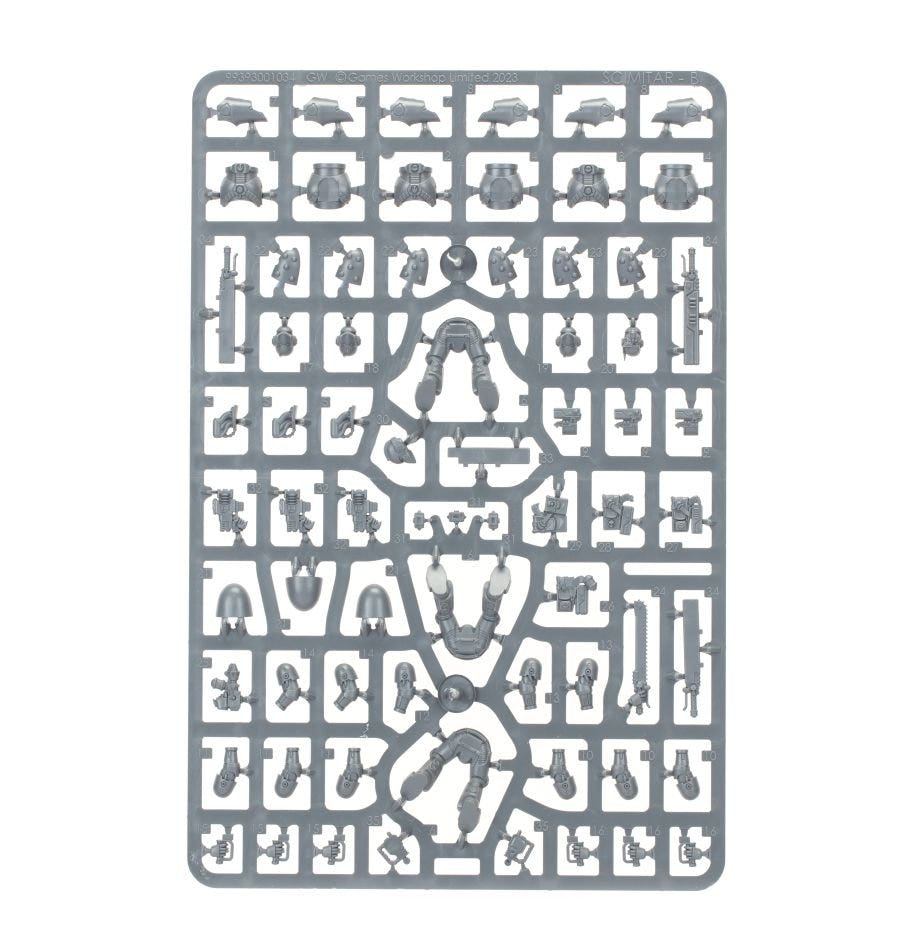 Sky-Hunter Squadron unpainted plastic sprue, frame 1 of 2