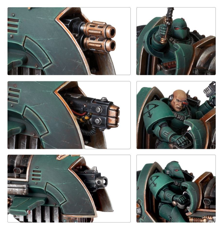 Close-ups of painted Sky-Hunter jetbike weapon options, riders and hull detail